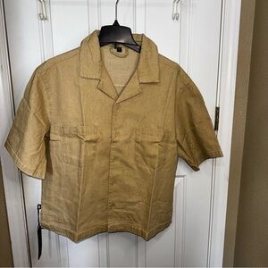 ANANKE Casual Khaki Short Sleeve Button-Up Shirt. Brand New. $180 Retail